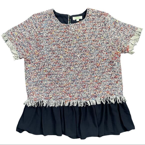 Jade Melody Tam Tweed Ruffle Multi Color Top Blouse Shirt - Picture 6 of 14